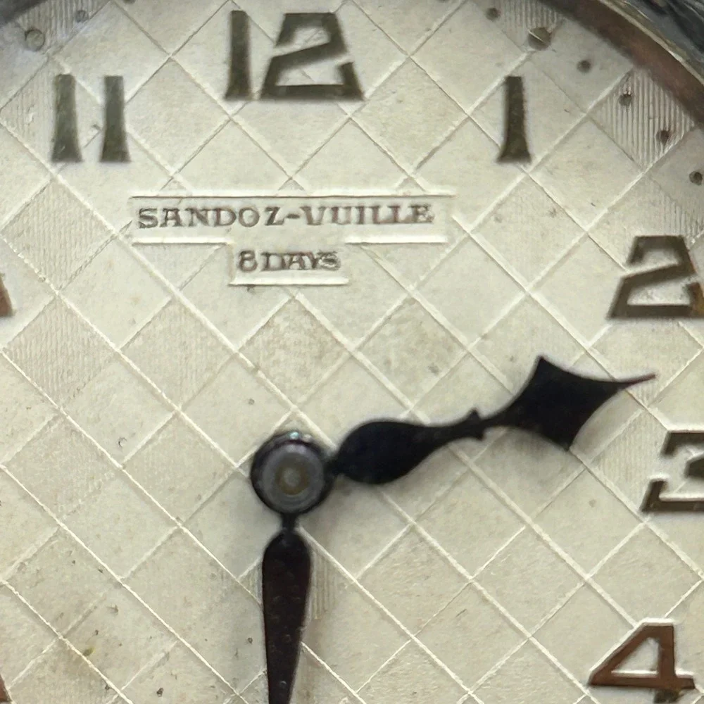 Sandoz-Vuille 8 Days Swiss Pocket Watch‎ Mechanical Complete Not Running Vintage